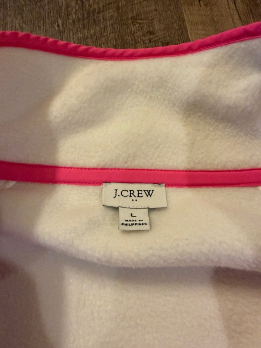 J. Crew women White and Hot Pink Colorblock Snap Fleece Jacket - Picture 3 of 4